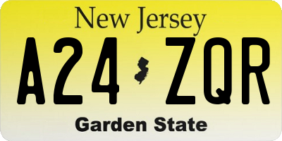 NJ license plate A24ZQR