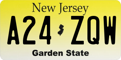 NJ license plate A24ZQW