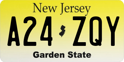 NJ license plate A24ZQY