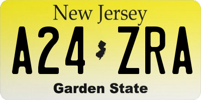NJ license plate A24ZRA