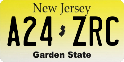 NJ license plate A24ZRC