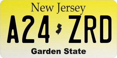 NJ license plate A24ZRD