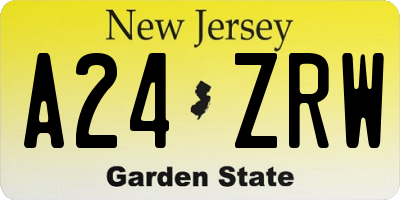 NJ license plate A24ZRW