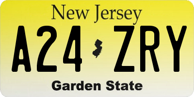 NJ license plate A24ZRY