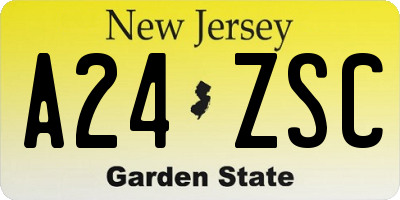 NJ license plate A24ZSC