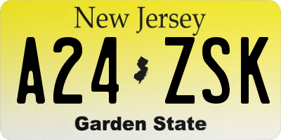 NJ license plate A24ZSK
