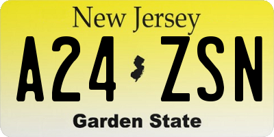 NJ license plate A24ZSN