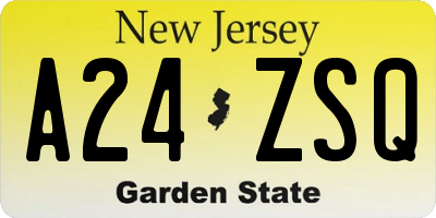 NJ license plate A24ZSQ
