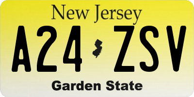 NJ license plate A24ZSV