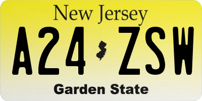 NJ license plate A24ZSW