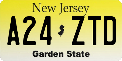 NJ license plate A24ZTD