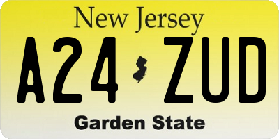 NJ license plate A24ZUD