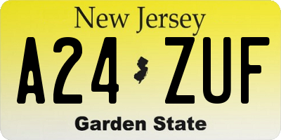 NJ license plate A24ZUF