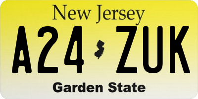 NJ license plate A24ZUK