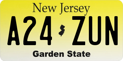 NJ license plate A24ZUN