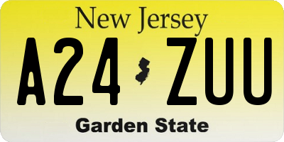 NJ license plate A24ZUU