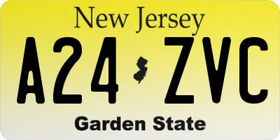 NJ license plate A24ZVC