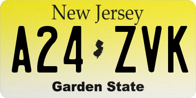 NJ license plate A24ZVK
