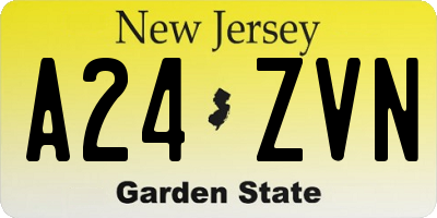 NJ license plate A24ZVN