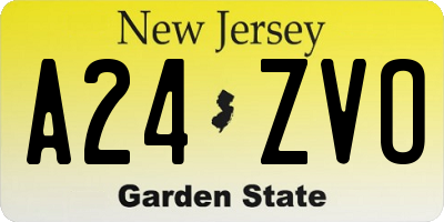 NJ license plate A24ZVO