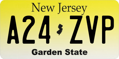 NJ license plate A24ZVP