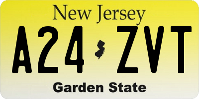 NJ license plate A24ZVT