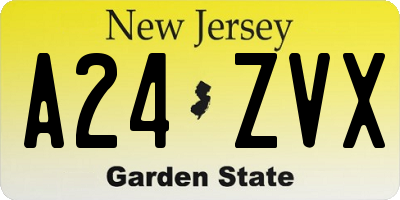 NJ license plate A24ZVX