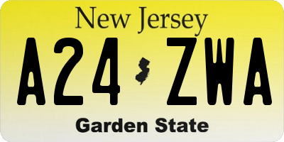 NJ license plate A24ZWA