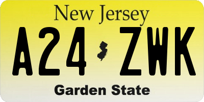 NJ license plate A24ZWK
