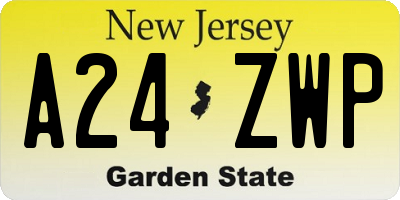 NJ license plate A24ZWP