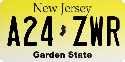 NJ license plate A24ZWR