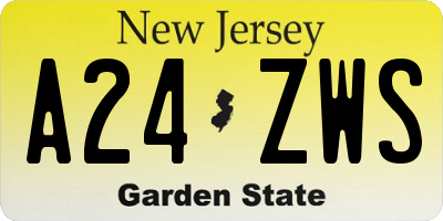 NJ license plate A24ZWS