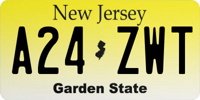 NJ license plate A24ZWT