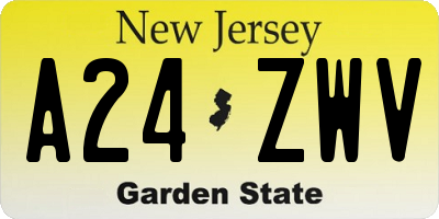 NJ license plate A24ZWV