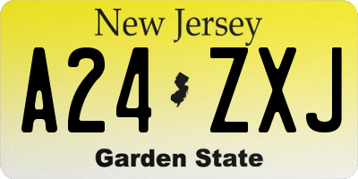 NJ license plate A24ZXJ