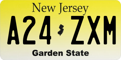 NJ license plate A24ZXM