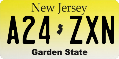 NJ license plate A24ZXN