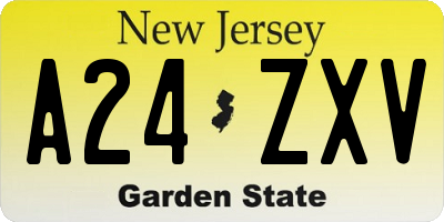 NJ license plate A24ZXV