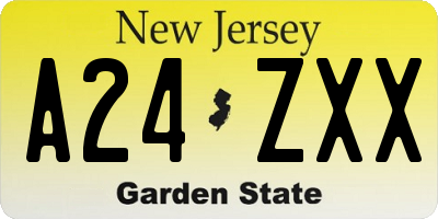 NJ license plate A24ZXX