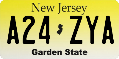 NJ license plate A24ZYA