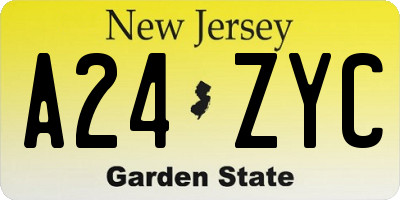 NJ license plate A24ZYC