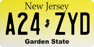 NJ license plate A24ZYD