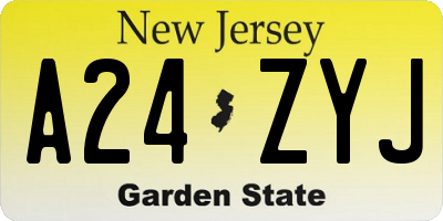 NJ license plate A24ZYJ