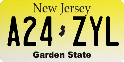 NJ license plate A24ZYL
