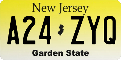 NJ license plate A24ZYQ
