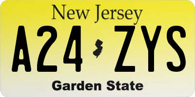 NJ license plate A24ZYS