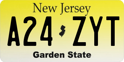 NJ license plate A24ZYT
