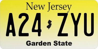 NJ license plate A24ZYU