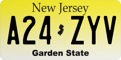 NJ license plate A24ZYV