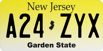 NJ license plate A24ZYX